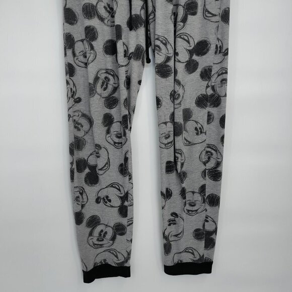 Disney Mickey Mouse Allover Print Hi-Rise Pull-On Jogger Pants Medium Women Gray - Picture 3 of 11